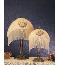 Meyda Black 18916 - 11"H Reverse Painted Roses Fabric with Fringe Accent Lamp