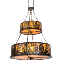 Meyda Black 193499 - 48" Long Mountain Pine Two Tier Inverted Pendant