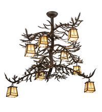 Meyda Black 194329 - 48" Long Pine Branch Valley View 8 LT Chandelier