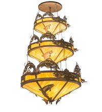 Meyda Black 195815 - 58" Wide Catch of the Day Trout 3 Tier Chandelier