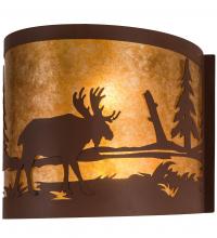 Meyda Black 200323 - 15" Wide Moose at Lake Wall Sconce