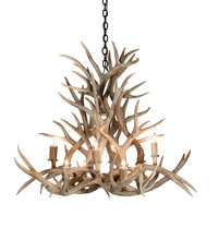 Meyda Black 200465 - 38" Wide Antlers Mule Deer 8 Light Chandelier