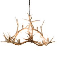 Meyda Black 200467 - 66.5" Long Antlers Elk 10 Light Oblong Chandelier