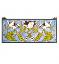 Meyda Black 204638 - 25" Wide X 11" High Magnolia Stained Glass Window