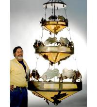 Meyda Black 20692 - 58"W Catch of the Day Bass 3 Tier Inverted Pendant