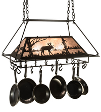 Meyda Black 210249 - 40" Long Moose at Lake 3 Light Pot Rack