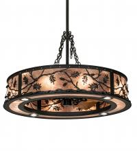 Meyda Black 212960 - 45" Wide Oak Leaf & Acorn Chandel-Air