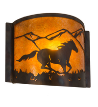 Meyda Black 213986 - 12" Wide Running Horses Wall Sconce