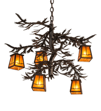 Meyda Black 214291 - 29" Wide Pine Branch Valley View 5 Light Chandelier