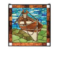 Meyda Black 21440 - 26"W X 26"H Beached Guideboat Stained Glass Window