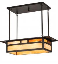 Meyda Black 214896 - 34" Long Hyde Park Double Bar Mission Oblong Pendant