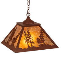 Meyda Black 215761 - 16" Square Tall Pines Pendant