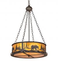 Meyda Black 216212 - 22" Wide Bear at Lake Inverted Pendant