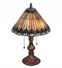 Meyda Black 217002 - 19" High Tiffany Jeweled Peacock Accent Lamp