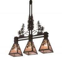 Meyda Black 217007 - 30" Long Winter Pine Tall Pines 3 Light Island Pendant