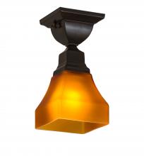 Meyda Black 229387 - 5" Square Bungalow Frosted Amber Flushmount