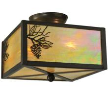 Meyda Black 23211 - 10"Square Timeless Bronze Balsam Pine Flushmount