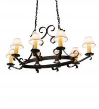 Meyda Black 235822 - 56" Long Handforged Oval 8 Light W/Downlight Chandelier