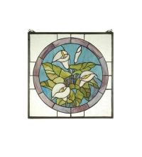 Meyda Black 23866 - 20"W X 20"H Calla Lily Stained Glass Window