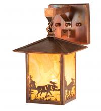 Meyda Black 241118 - 7" Square Seneca Moose at Lake Straight Arm Wall Sconce