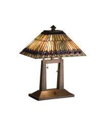 Meyda Black 26300 - 20"H Tiffany Jeweled Peacock Oblong Desk Lamp