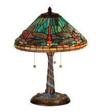 Meyda Black 26682 - 21"H Tiffany Dragonfly w/ Twisted Fly Mosaic Base Table Lamp