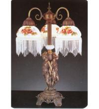 Meyda Black 27085 - 24"H Rose Bouquet 3 Arm Fringed Accent Lamp