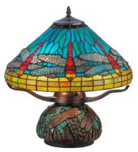 Meyda Black 27159 - 17"H Tiffany Dragonfly w/Tiffany Mosaic Base Table Lamp