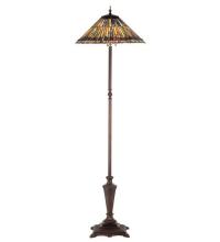 Meyda Black 27561 - 64" High Tiffany Jeweled Peacock Floor Lamp