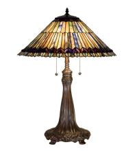 Meyda Black 27562 - 27"H Tiffany Jeweled Peacock Table Lamp.602