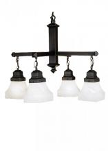 Meyda Black 27621 - 26"W Bungalow White Alabaster Swirl 4 LT Chandelier