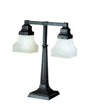 Meyda Black 27625 - 20"H Bungalow White Alabaster Swirl 2 Arm Desk Lamp