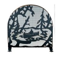 Meyda Black 28741 - 30"W X 30"H Canoe At Lake Arched Fireplace Screen