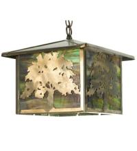 Meyda Black 29274 - 12"Sq Oak Tree Lantern Pendant