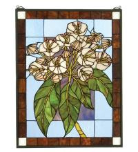 Meyda Black 31268 - 20"W X 26"H Revival Mountain Laurel Stained Glass Window