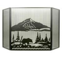 Meyda Black 31616 - 69"W X 42"H Bear Creek Fireplace Screen