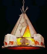 Meyda Black 31931 - 24"W Teepee W/Buffalo Pendant