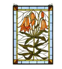 Meyda Black 32660 - 16" Wide X 24" High Trumpet Lily Stained Glass Window