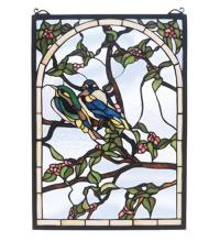 Meyda Black 47966 - 14"W X 20"H Lovebirds Stained Glass Window