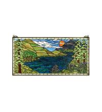 Meyda Black 65497 - 40"W X 20"H Sunset Meadow Stained Glass Window