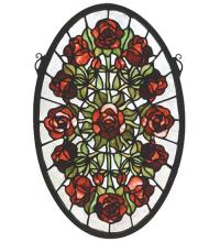 Meyda Black 66005 - 11"W X 17"H Oval Rose Garden Stained Glass Window