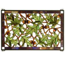 Meyda Black 66276 - 28"W X 18"H Acorn & Oak Leaf Stained Glass Window