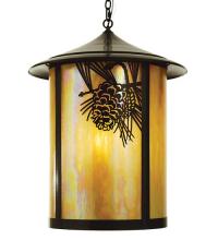 Meyda Black 67962 - 24"W Fulton Winter Pine Lantern Pendant