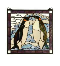 Meyda Black 71599 - 19"W X 19.5"H Penguin Stained Glass Window