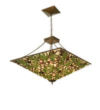 Meyda Black 81067 - 26" Square Acorn & Oak Leaf Inverted Pendant