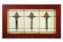 Meyda Black 97961 - 24" Wide X 14" High Arts & Crafts Bud Trio Wood Frame Stained Glass Window