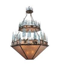 Meyda Black 99685 - 60" Wide Wildlife at Pine Lake 2 Tier Inverted Pendant