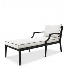 Eichholtz 113642 - Bella Vista Outdoor Chaise Lounge, White, Black Piping, Black Frame, 26.97"W (113642 )