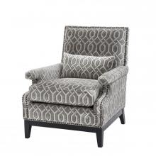 Eichholtz A110863 - Goldoni Armchair, Trellis Gray Velvet, Black Legs, 36.61"H (A110863 )