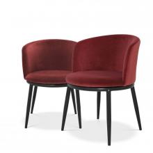 Eichholtz A111995 - Filmore Dining Chair, Set of 2, Cameron Wine Red Fabric, Black Legs, 29.13"H (A111995 )